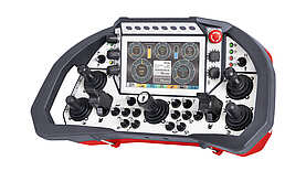 Joystickgerät T9 Foto des T9 Joystickgeräts, das sein großes Display, ergonomisches Design und vielseitige Bedienelemente für flexible Steuerungsanwendungen zeigt.