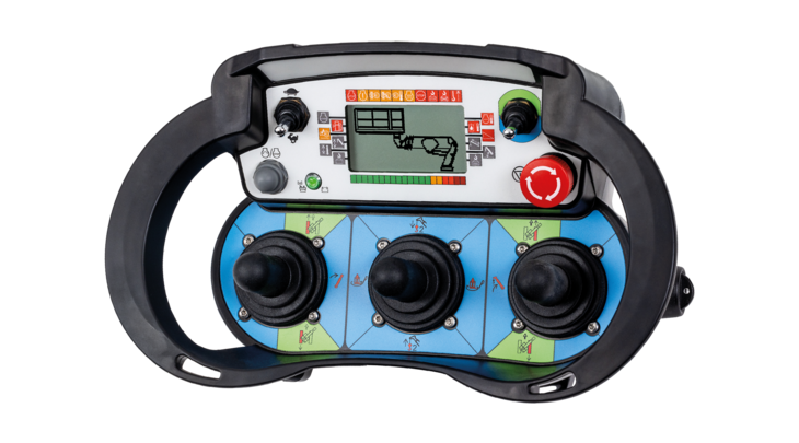 Joystickgerät T5 EX Foto des T5 EX Joystickgeräts, das sein robustes Design und die Sicherheitsmerkmale für den Einsatz in explosionsgefährdeten Bereichen hervorhebt.