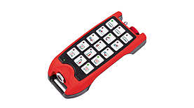 Pushbutton device TGD-F15 Remote control TGD-F15 with 15 single-stage push buttons, RGB status indicator, button lighting, and optional cable control.